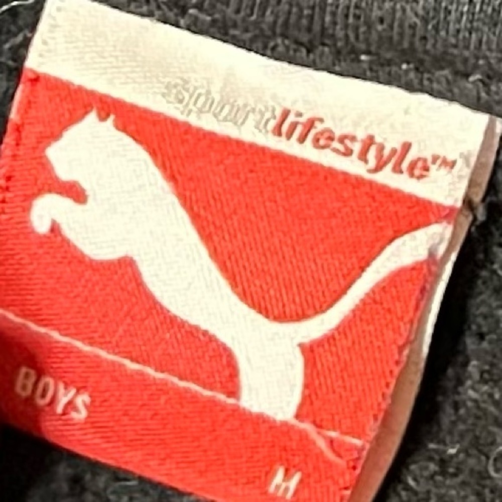 PUMA Black Red White Big Logo Youth BoyMedium Hoodie Size 10 12 - Picture 4 of 5